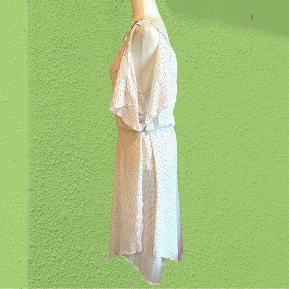 70s vintage multi coloured polka dot white frilly disco dress - Picture 5 of 16